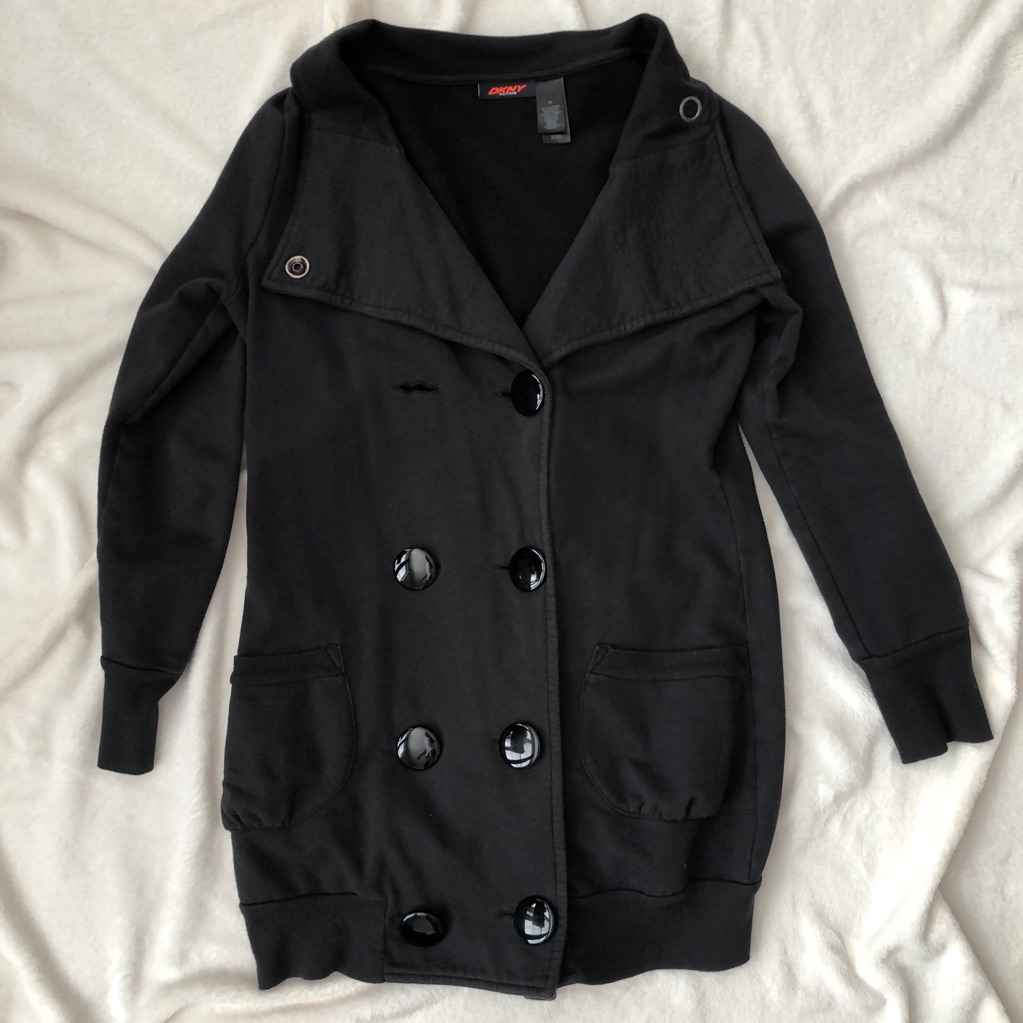 Dkny Black Button Jacket Medium